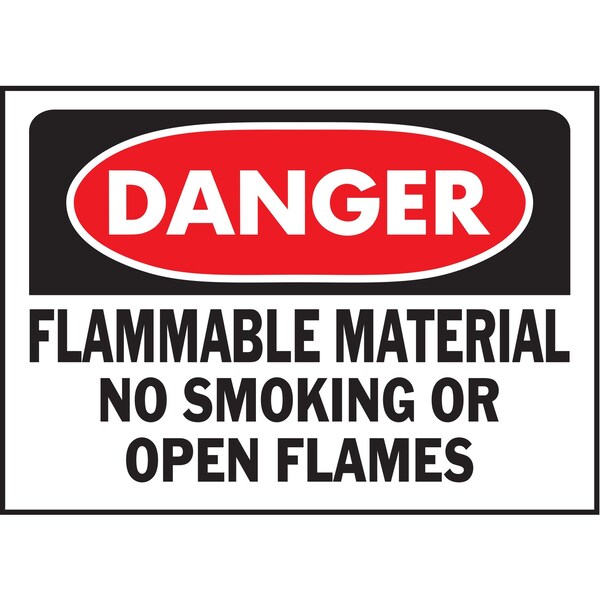 Hy-Ko Danger Flammable Material No Smoking Sign 10" x 14", 5PK A20358 - main